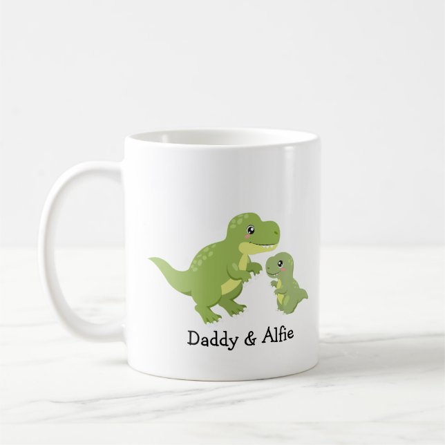 Vater & Son Dino Liebe - Personalisierte Familie Kaffeetasse (Links)