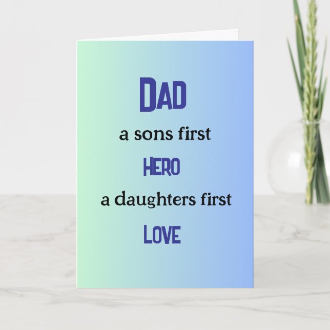 Vater, Sons First Hero, Daughters Erste Liebe Karte (Vorderseite)
