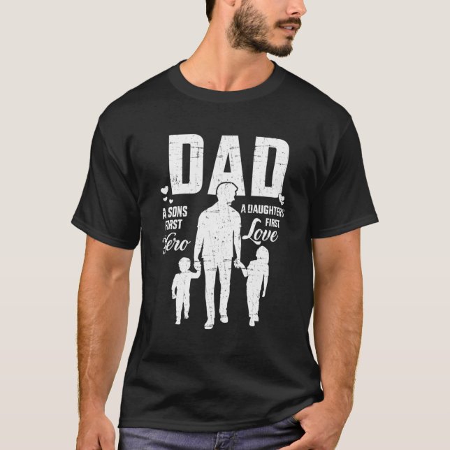 Vater Sons First Hero Daughters Liebe für Vaterda T-Shirt (Vorderseite)
