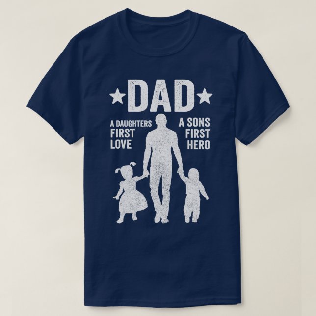 Vater Sons First Hero Tochter Erste Liebe Väter D T-Shirt (Design vorne)