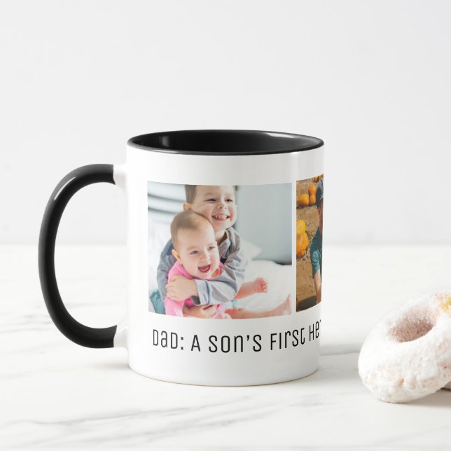 Vater Son's Hero Daughter Foto der ersten Liebe  Tasse (Mit Donut)