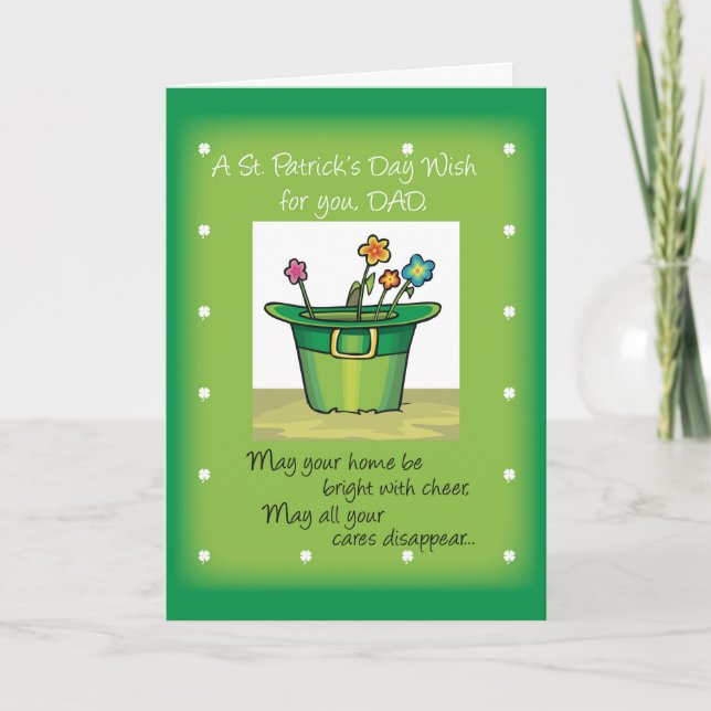 Vater, St. Patrick's Day Hat mit Blume Karte (Vorderseite)