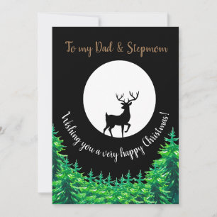 Vater + Stepmutter Moonlit Stag Editable Weihnacht Feiertagskarte