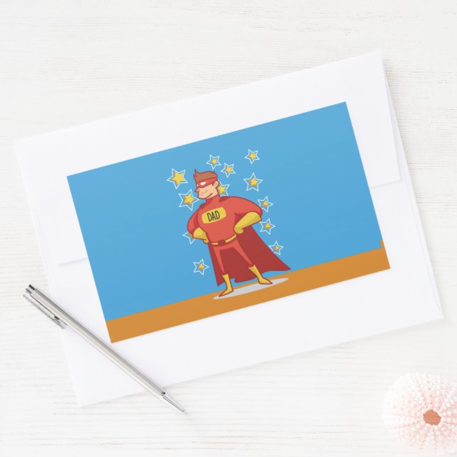 Vater Superhero am Vatertag Rechteckiger Aufkleber (Umschlag)