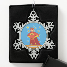 Vater Superhero am Vatertag Schneeflocken Zinn-Ornament