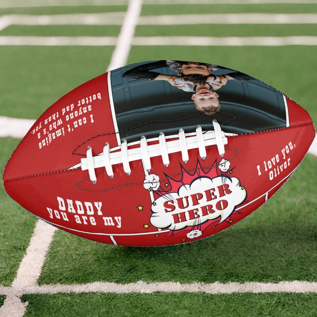 Vater Superhero Comic Speech Blase Foto Rot Football (Von Creator hochgeladen)