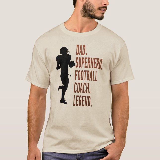 Vater Superhero Football Coach Legend Vatertag T-Shirt (Vorderseite)