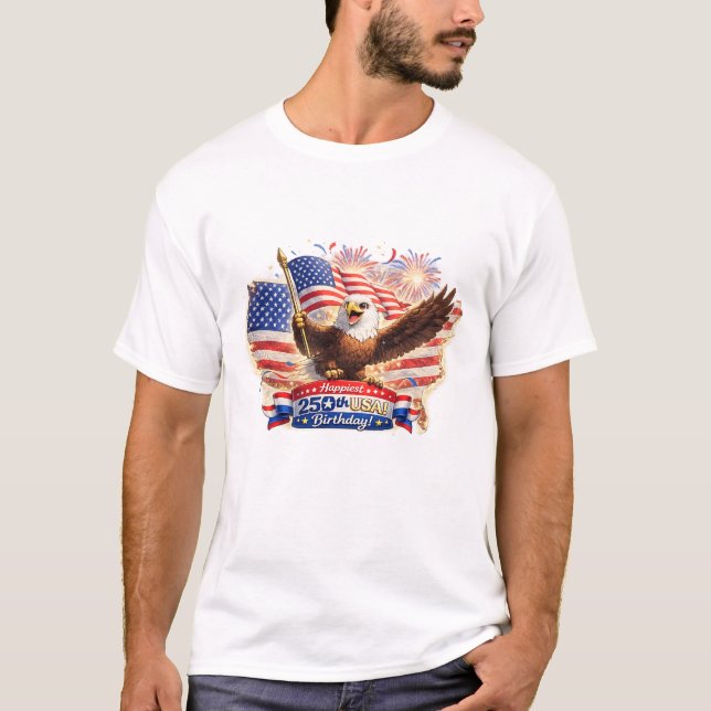 Vater T-Shirt Gesegnet  Frohen 250. Geburtstag USA (Vorderseite)