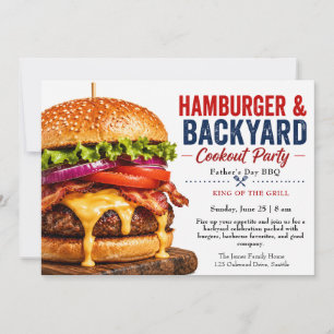 Vater-Tag BBQ-Einladung – Saftiger Hamburger-Grill Einladung