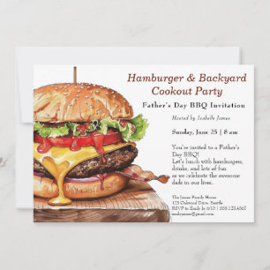Vater-Tag BBQ-Einladung – Saftiger Hamburger-Grill Einladung