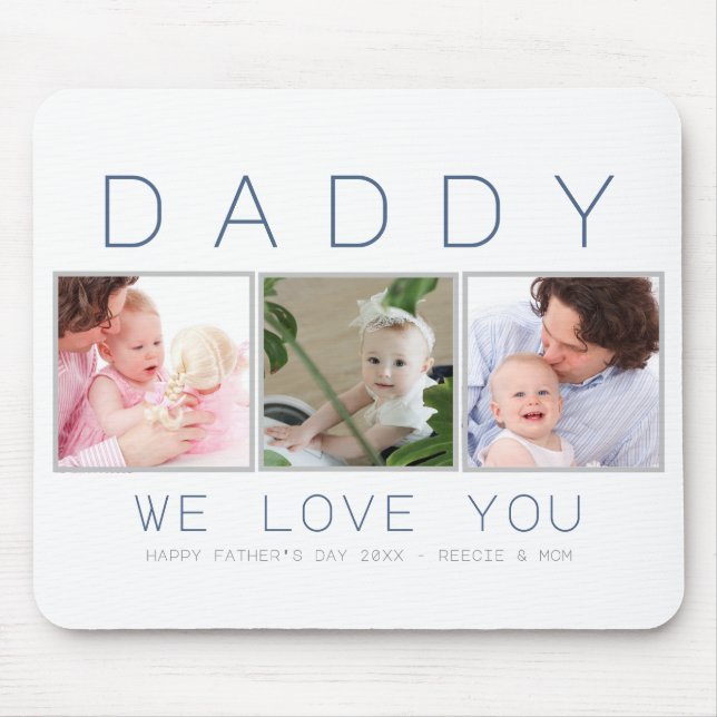 Vater Tag Daddy Custom 3 Foto Mousepad (Vorne)