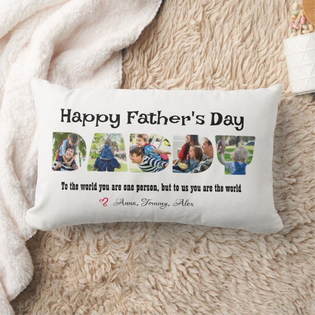 Väter Tag Daddy Letter Cutout Foto Collage Lendenkissen (Decke)
