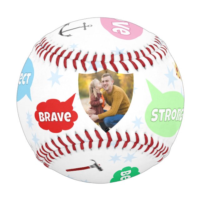 Väter Tag Foto Wortwolken Bester Vater Baseball (Vorderseite)