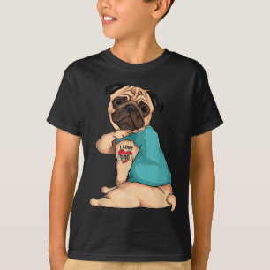 Väter Tag Geschenk Funny Hund Mops I Liebe Vater T T-Shirt