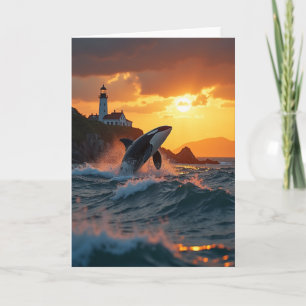 Vater-Tag-Karte mit Sonnenuntergang über dem Ozean Karte
