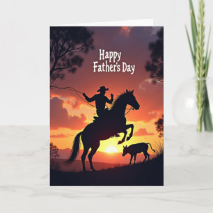 Vater-Tag-Silhouette-Karte mit Sonnenuntergang Karte