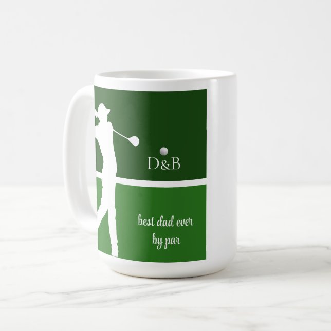 Väter-Tagesgeschenk Golf, bester Papa je auf Par Kaffeetasse (Vorderseite Links)