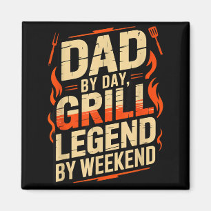 Vater tagsüber Grill-Legende am Wochenende Lustige Magnet
