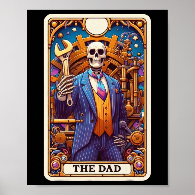 Vater Tarot Card Skeleton Vathers Day Daddy Baba Poster (Vorne)
