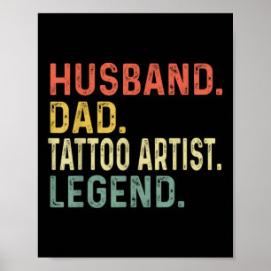 Vater Tattoo Artist Legend Funny Retro Geschenk Poster
