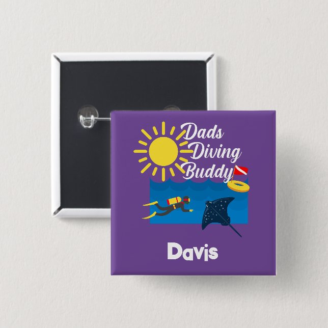 Vater tauchen Buddy Design - Square Button (Vorne & Hinten)