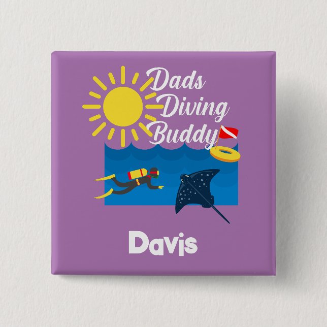 Vater tauchen Buddy Design - Square Button (Vorderseite)