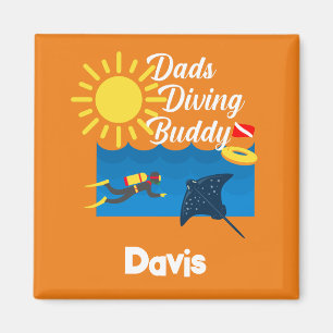 Vater tauchen Buddy Design - Square Magnet