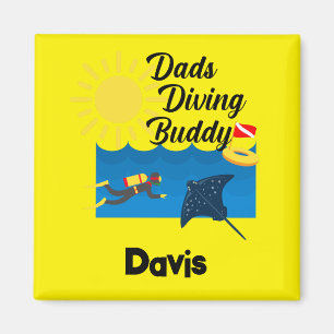 Vater tauchen Buddy Design - Square Magnet