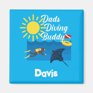 Vater tauchen Buddy Design - Square Magnet