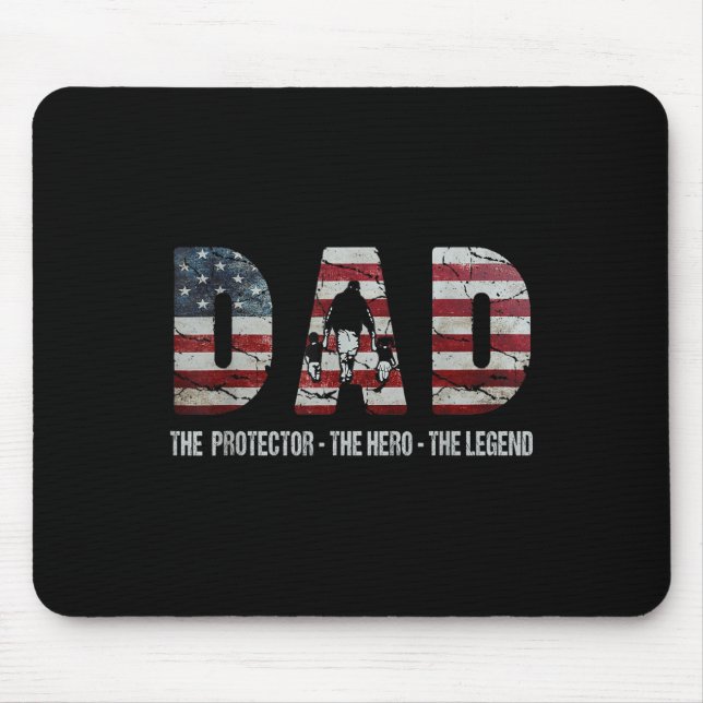 Vater The Protector Hero Legend American Flag Vate Mousepad (Vorne)