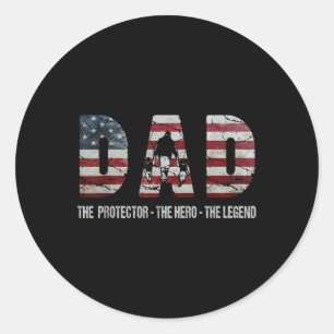 Vater The Protector Hero Legend American Flag Vate Runder Aufkleber