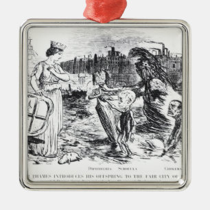 Vater Themse stellt seine Nachkommenschaft vor Silbernes Ornament