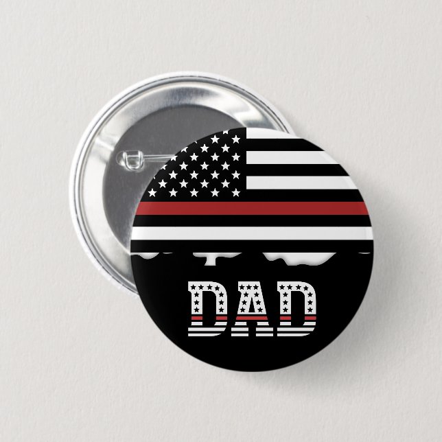 Vater Thin Red Line Feuerwehrmann Vater Geschenke Button (Vorne & Hinten)