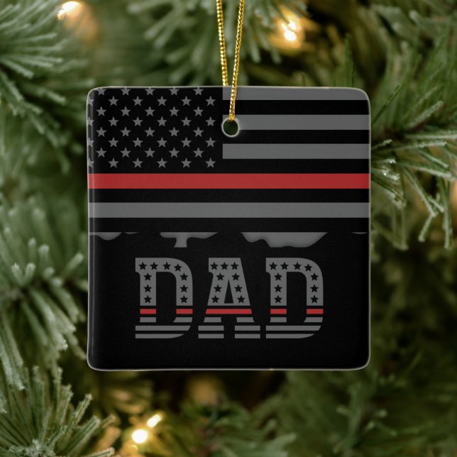 Vater Thin Red Line Feuerwehrmann Vater Geschenke Keramikornament (Baum)