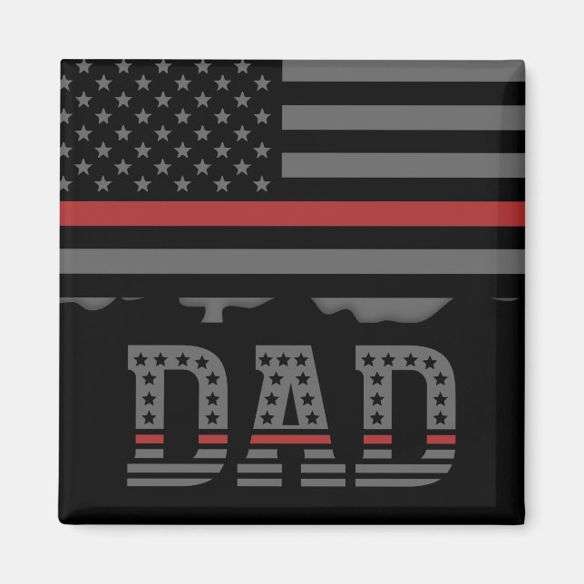 Vater Thin Red Line Feuerwehrmann Vater Geschenke Magnet (Vorne)