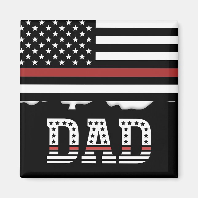 Vater Thin Red Line Feuerwehrmann Vater Geschenke Magnet (Vorne)