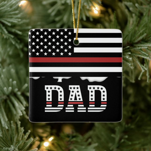 Vater Thin Red Line Firefighter Vater Geschenk Keramikornament (Baum)