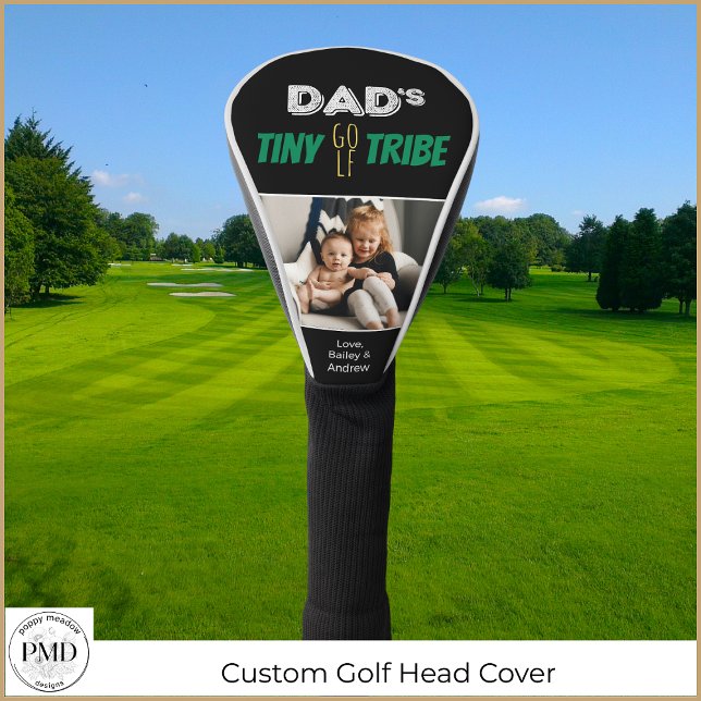 Vater Tiny Golf Stamm Custom Vatertag Foto Headcover (Dads Tiny Golf Tribe Custom Father's Day Photo Golf Head Cover with Children's Names, Photo.)