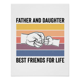 Vater-Tochter-Beste Freunde fürs Leben Vintage-Des Poster