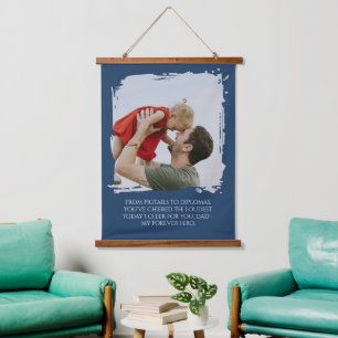 Vater-Tochter-Geschenk – Personalisiertes Foto-Zit Wandteppich Mit Holzrahmen