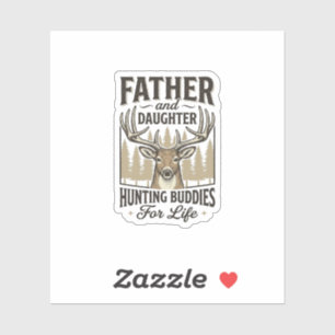 Vater-Tochter-Jagdbegleiter-Hirsch-Shirt-Design_ Aufkleber