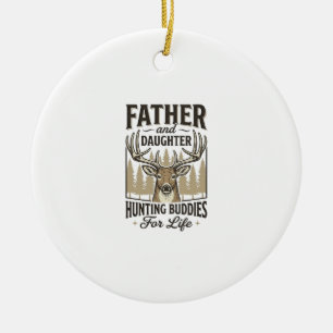 Vater-Tochter-Jagdbegleiter-Hirsch-Shirt-Design_ Keramik Ornament