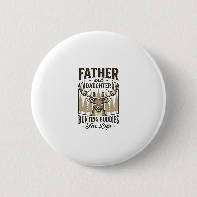 Vater-Tochter-Jagdbuddie-Hirsch-Shirt-Design_ Button (Vorderseite)