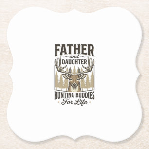 Vater-Tochter-Jagdbuddie-Hirsch-Shirt-Design_ Untersetzer