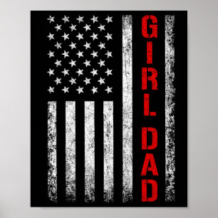 Vater Tochter Vater von Mädchen USA-Flagge Vaterta Poster
