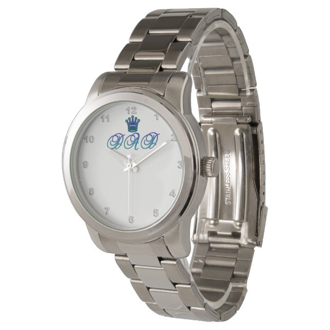 VATER übergroße silberne Armband-Uhr Armbanduhr (Schrägansicht)