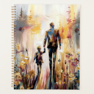 Vater und Kind gemeinsam abstrakte Aquarellmalerei Planer