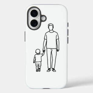 Vater-und-Kind-Linienkunst Minimalistisches iPhone 16 Hülle