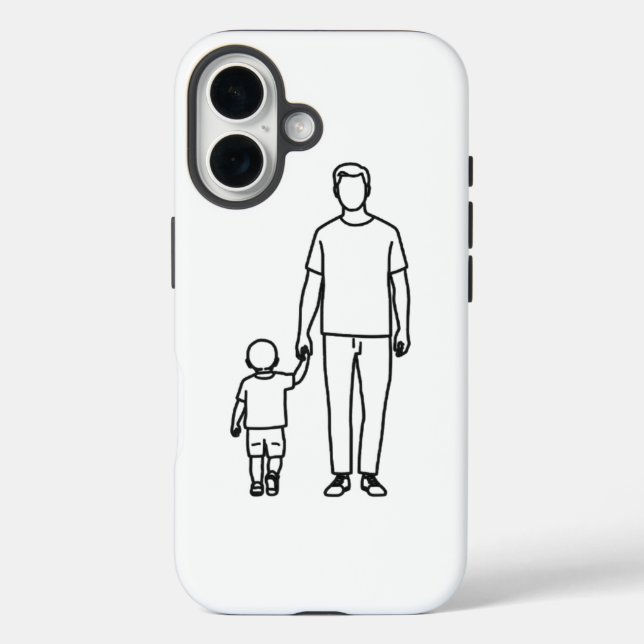 Vater-und-Kind-Linienkunst Minimalistisches iPhone Case-Mate iPhone Hülle (Rückseite)
