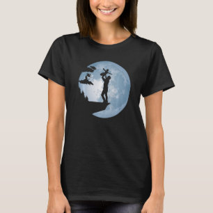 Vater und Kind vor Vollmond Silhouette Moon T-Shirt